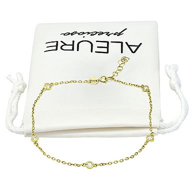 Aleure Precioso Sterling Silver Gemstone Station Anklet