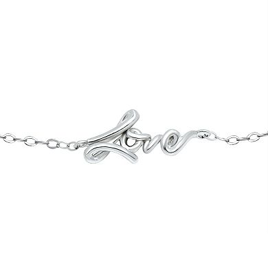 Aleure Precioso Sterling Silver Cubic Zirconia "Love" Anklet