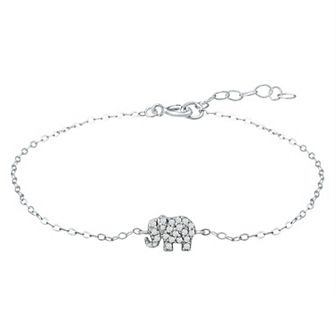 Aleure Precioso Sterling Silver Cubic Zirconia Elephant Anklet