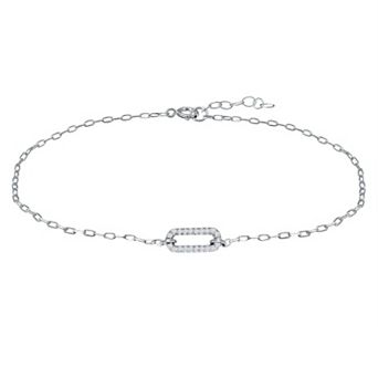 Aleure Precioso Sterling Silver Cubic Zirconia Link Anklet