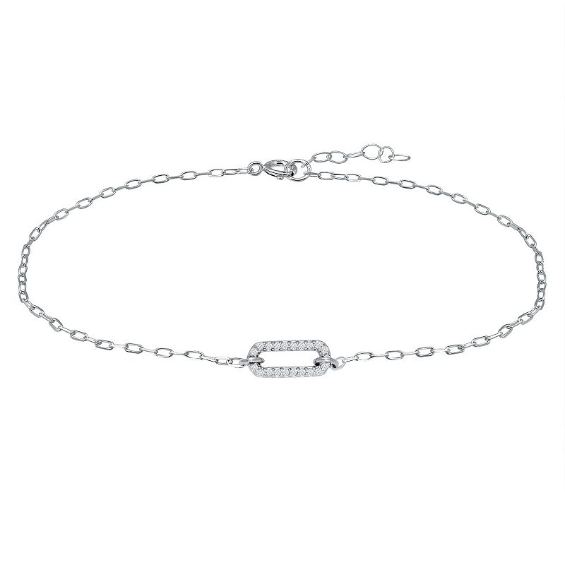 Aleure Precioso Sterling Silver Cubic Zirconia Link Anklet, Womens, Size: