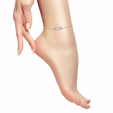 Aleure Precioso Sterling Silver Cubic Zirconia Link Anklet