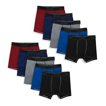 Boys Hanes® 10 Pack Ultimate Assorted Solids Boxer Briefs Underwear