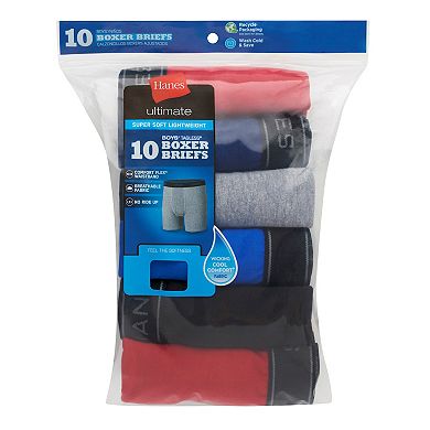 Hanes Ultimate Boys' 10-Pack Soft & Lightweight Boxer Brief Underwear