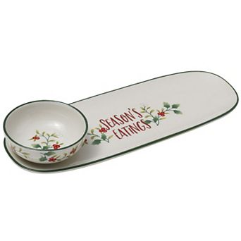 Pfaltzgraff Winterberry Tray with Dip Bowl