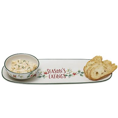 Pfaltzgraff Winterberry Tray with Dip Bowl