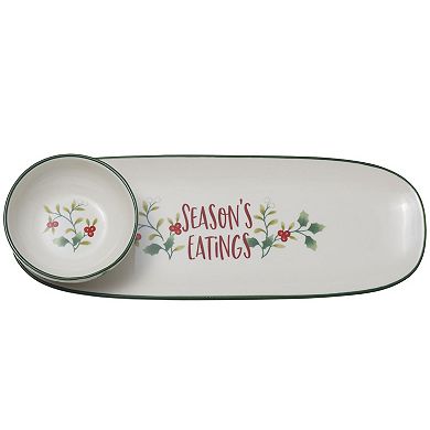 Pfaltzgraff Winterberry Tray with Dip Bowl