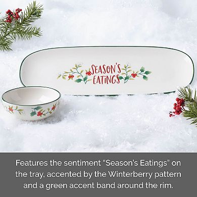 Pfaltzgraff Winterberry Tray with Dip Bowl
