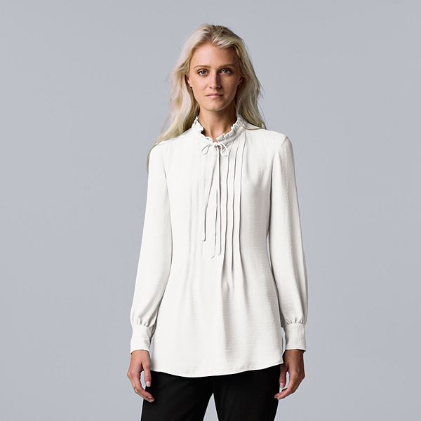 Women's Simply Vera Vera Wang Pintuck High-Neck Blouse