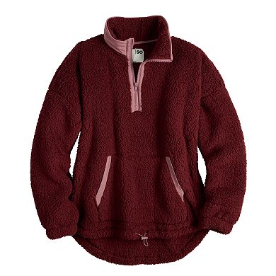 Juniors' SO® Quarter Zip Sherpa Jacket
