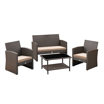 Belkene Home Ashville Wicker Patio 4 pc Set
