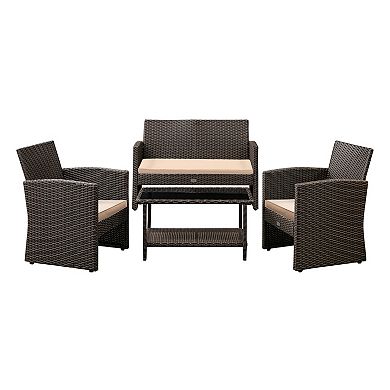 Belkene Home Ashville Wicker Patio 4-piece Set