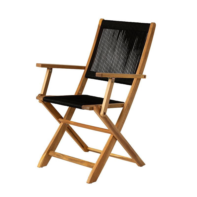 Belkene Home Carmen Corded Indoor / Outdoor Folding Chair, Black