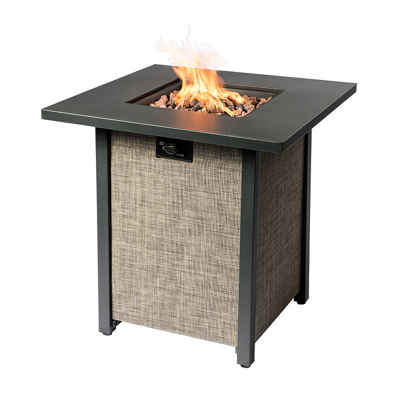 Outdoor 28-in. Woven Base Propane Gas Fire Pit, Beig/Green