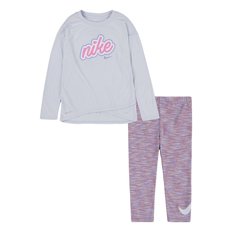 Baby Girl Nike Dri-FIT Logo Graphic Crossover Tunic & Leggings Set, Girls,