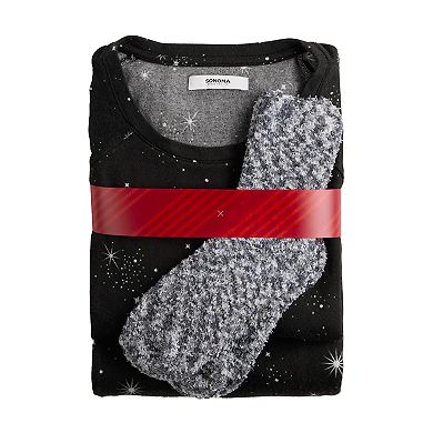 Women's Sonoma Goods For Life® Knit 3-pc. Pajama Top, Pajama Bottoms & Socks Sleep Set
