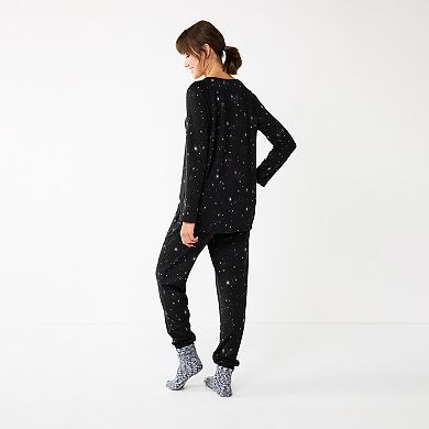 Women's Sonoma Goods For Life® Knit 3-pc. Pajama Top, Pajama Bottoms & Socks Sleep Set