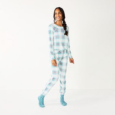 Women's Sonoma Goods For Life® Velour 3-pc. Pajama Top, Pajama Bottoms & Socks Sleep Set