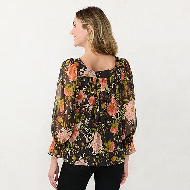 Women's LC Lauren Conrad Smocked Puff-Sleeve Peasant Top