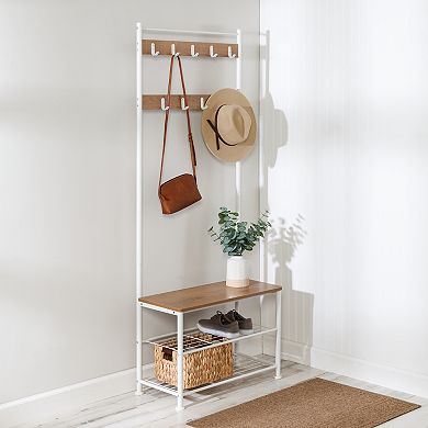 Honey-Can-Do Entryway Hall Tree with Bench & Shoe Storage