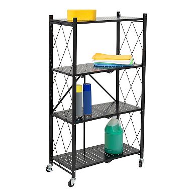 Honey-Can-Do Collapsible 4-Tier Metal Shelf on Wheels