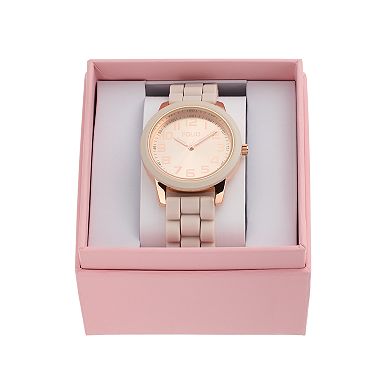 Folio Women's Rose Gold Tone Silicone 3-Hand Easy Read Watch