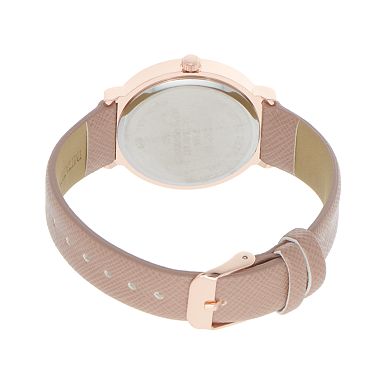 Folio Women's Rose Gold Tone & Taupe Strap Watch