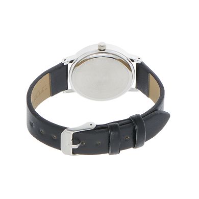 Folio Women's Silver Tone & Black Strap 3 Hand Watch