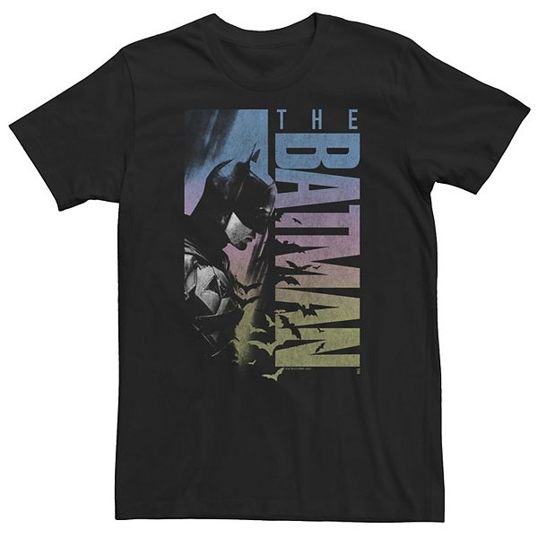 Big & Tall DC Batman Distress Rainbow Batman Poster Tee