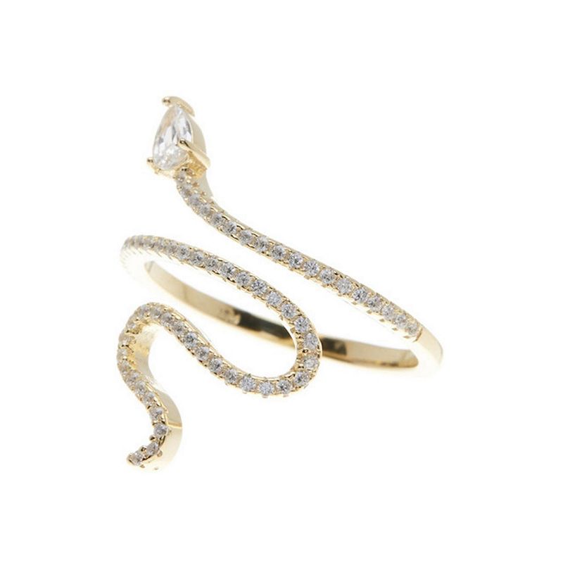 Adornia 14k Gold Plated Cubic Zirconia Snake Ring, Womens, Size: 9, Yellow