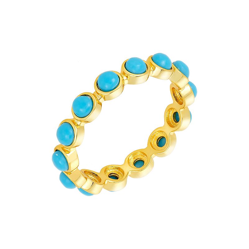 Adornia 14k Gold Plated Simulated Turquoise Eternity Band Ring, Womens, Si