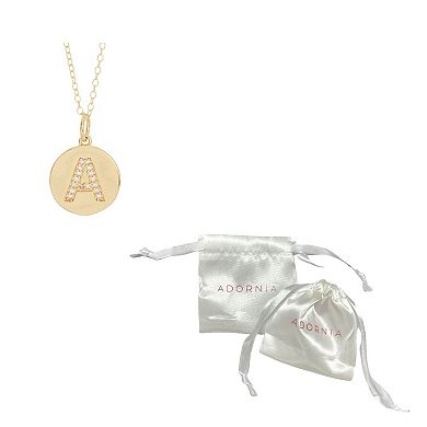 Adornia 14k Gold Plated Cubic Zirconia Engraved Letter Disc Pendant Necklace