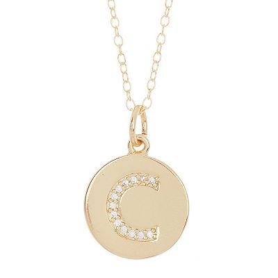 Adornia Initial Circle Disc Necklace Gold Gold