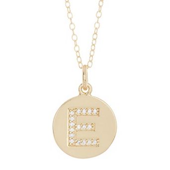 Adornia 14k Gold Plated Cubic Zirconia Engraved Letter Disc Pendant Necklace