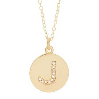 Adornia 14k Gold Plated Cubic Zirconia Engraved Letter Disc Pendant Necklace