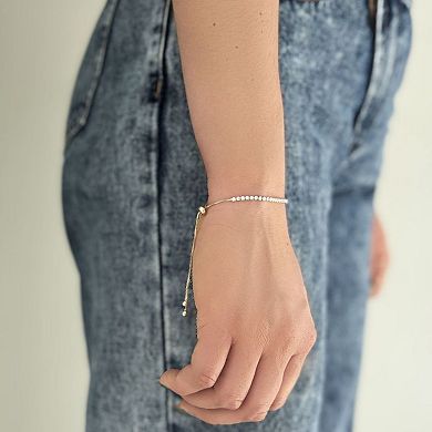 Adornia Silver Tone Cubic Zirconia Slider Tennis Bracelet