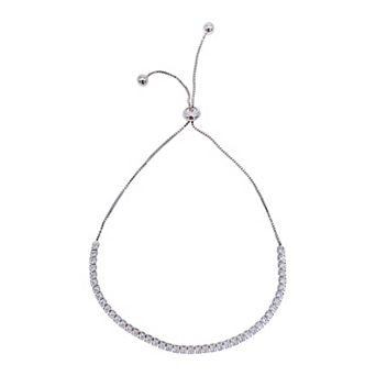 Adornia Silver Tone Cubic Zirconia Slider Tennis Bracelet