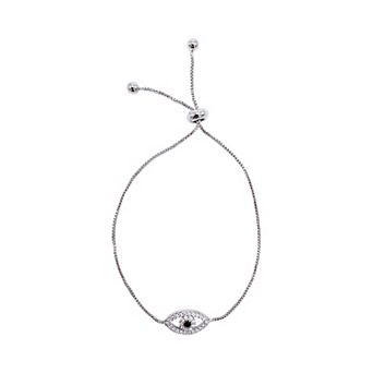 Adornia Silver Tone Cubic Zirconia Evil Eye Tennis Bracelet