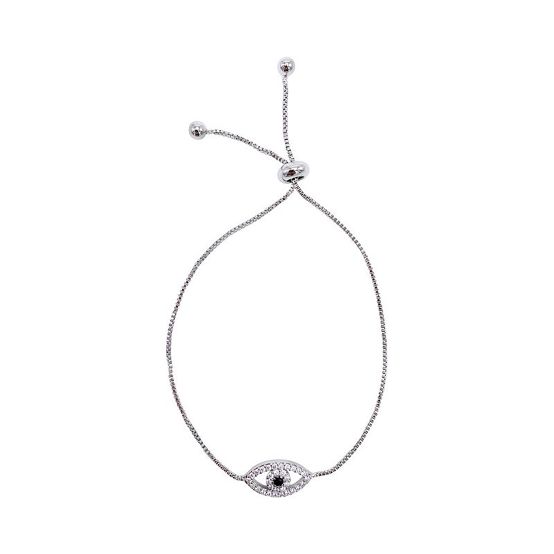Adornia Silver Tone Cubic Zirconia Evil Eye Tennis Bracelet, Womens, Size