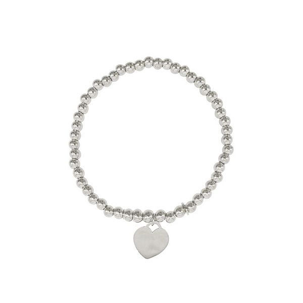 Adornia Silver Tone Bead Chain Heart Bracelet