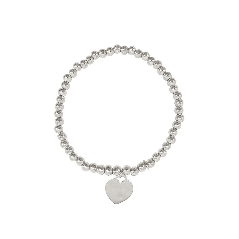 Adornia Silver Tone Bead Chain Heart Bracelet, Womens, Size: 7