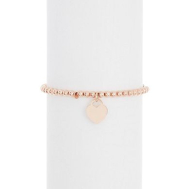 Adornia Silver Tone Bead Chain Heart Bracelet
