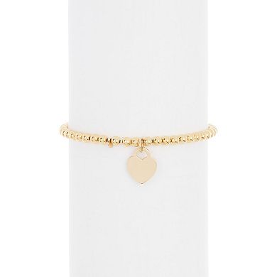 Adornia Silver Tone Bead Chain Heart Bracelet