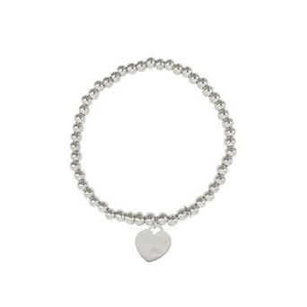 Adornia Silver Tone Bead Chain Heart Bracelet
