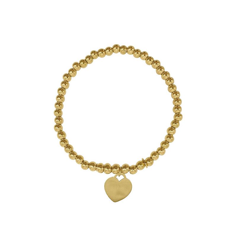 Adornia 14k Gold Plated Bead Chain Heart Bracelet, Womens, Size: 7, Yel