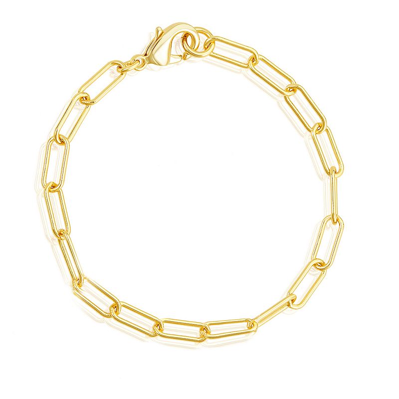 Adornia 14k Gold Plated Paper Clip Chain Bracelet, Womens, Size: 7, Yel