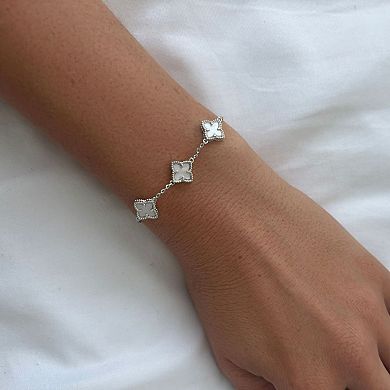 Adornia 14k Gold Plated White Mother-of-Pearl Flower Bracelet