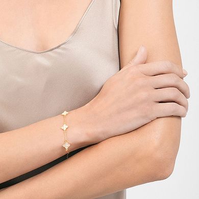 Adornia 14k Gold Plated White Mother-of-Pearl Flower Bracelet