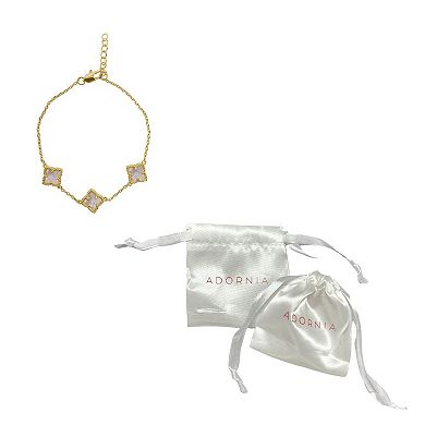 Adornia 14k Gold Plated White Mother-of-Pearl Flower Bracelet