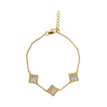 Adornia 14k Gold Plated White Mother-of-Pearl Flower Bracelet